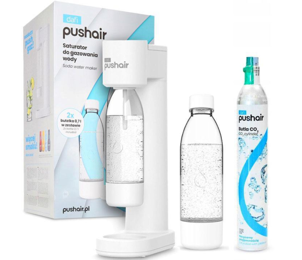DAFI PushAir Saturator z nabojem Co2 + 2 butelki 0,7l biały - 1484388 - zdjęcie